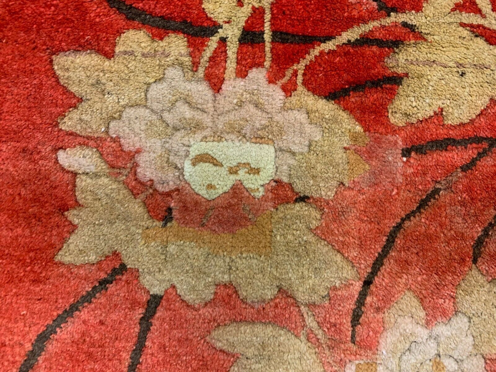Antique Chinese Pao Tao Rug 125x70 cm, Wool, Red and Orange