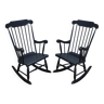 Pair of vintage black rocking chairs, 1950s