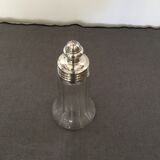 Glass sugar sprinkler and silver metal
