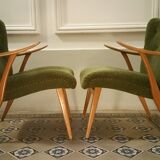 Pair of Wing chairs  Zig Zag scandinavian 50 60s
