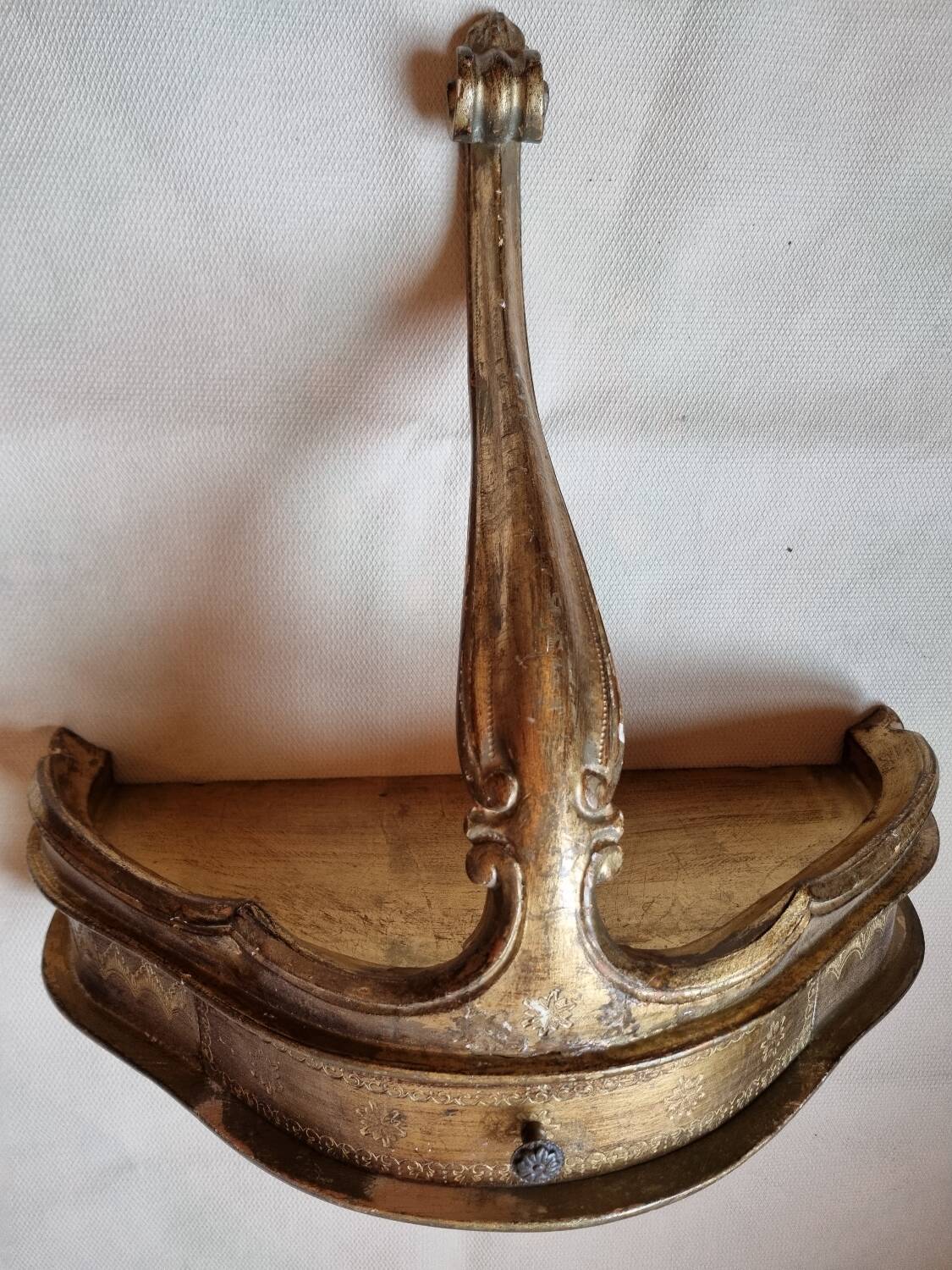 Mid-19th century wall console in wood and gilded stucco