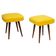 Set of two yellow velvet bedside stools, mid-century, Europe, 1960s.