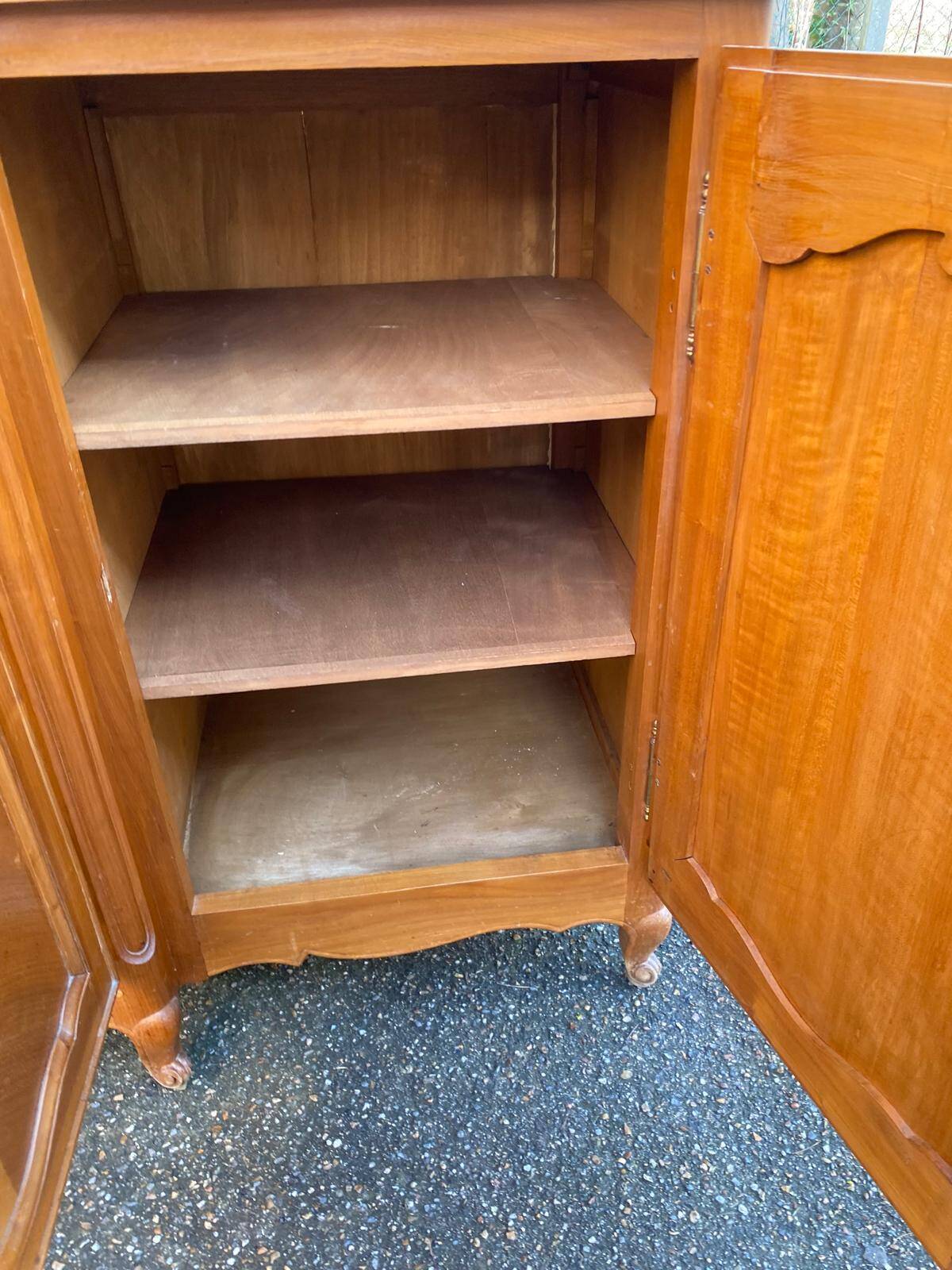 Light solid wood enfilade with Louis XV marquetry from the 20th century, 227cm.