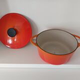 Le creuset model cousances red orange vintage pan