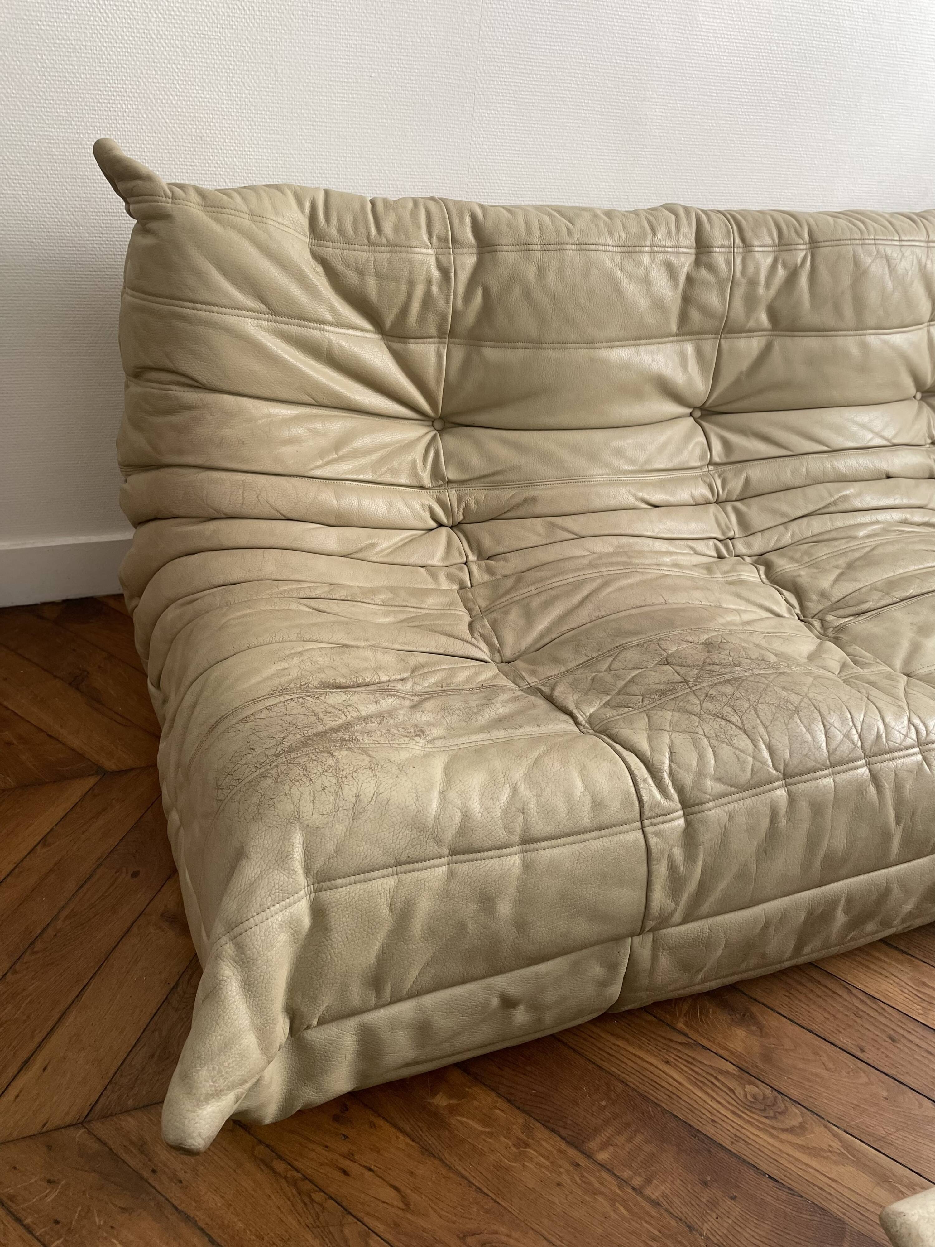 Sofa bench 3 places Togo by Michel Ducaroy edition Ligne Roset vintage