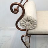 Copper wrought iron bench with cushions