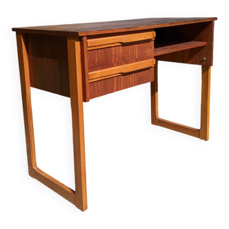 Old Scandinavian desk circa 1960 vintage sled foot