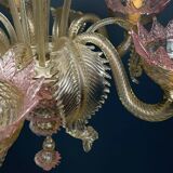 Murano glass lustre, pink and transparent, Italy, 1980s