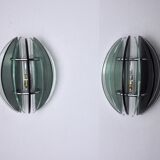 Pair of Veca wall lamps, two-tone murano glass, Italy, 1960