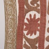 Suzani Bedspread - Neutral Red Colorful Uzbek Table Cloth - Tribal Embroidery Wall Decor