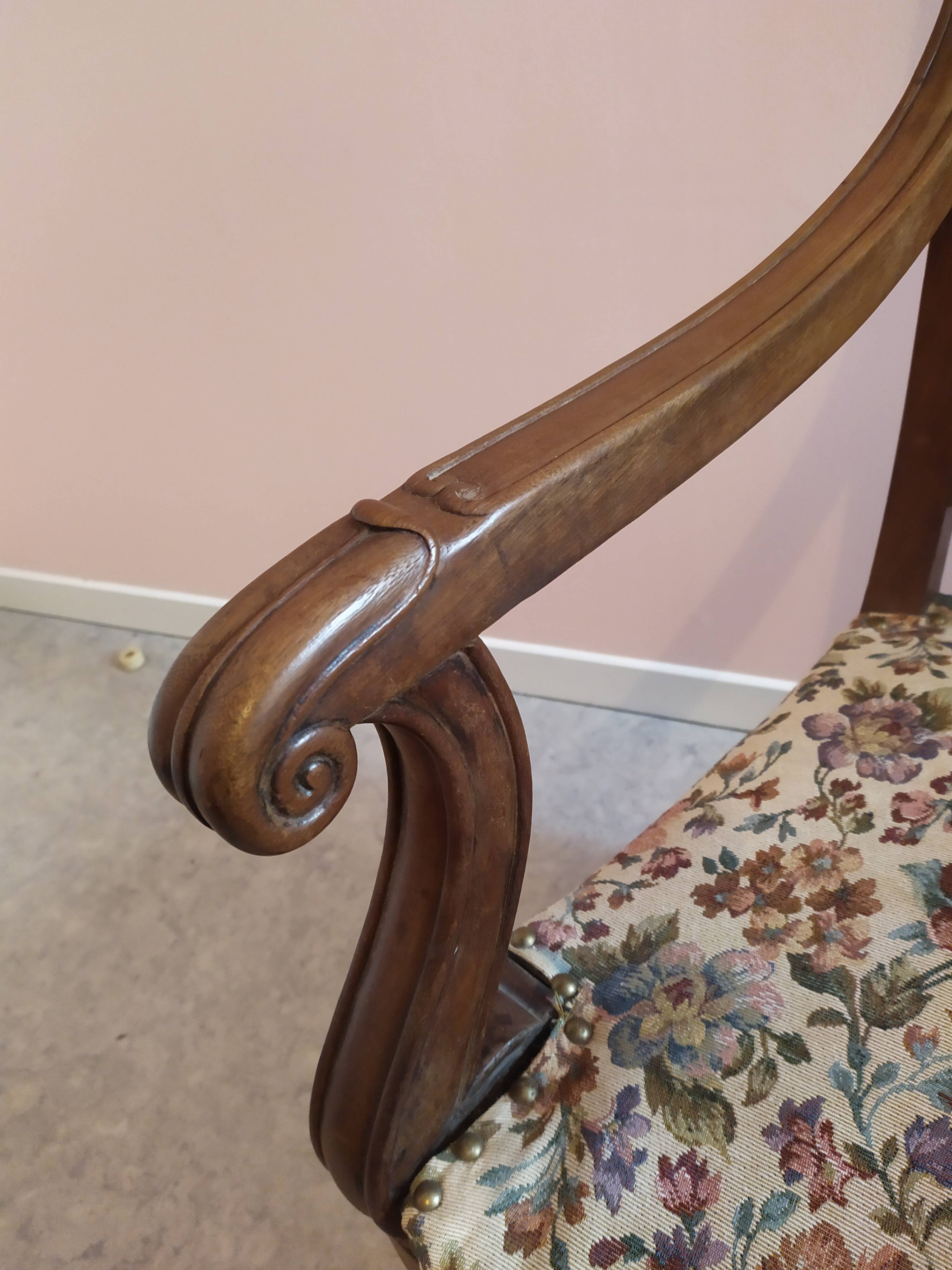 Wooden armchair and fabric