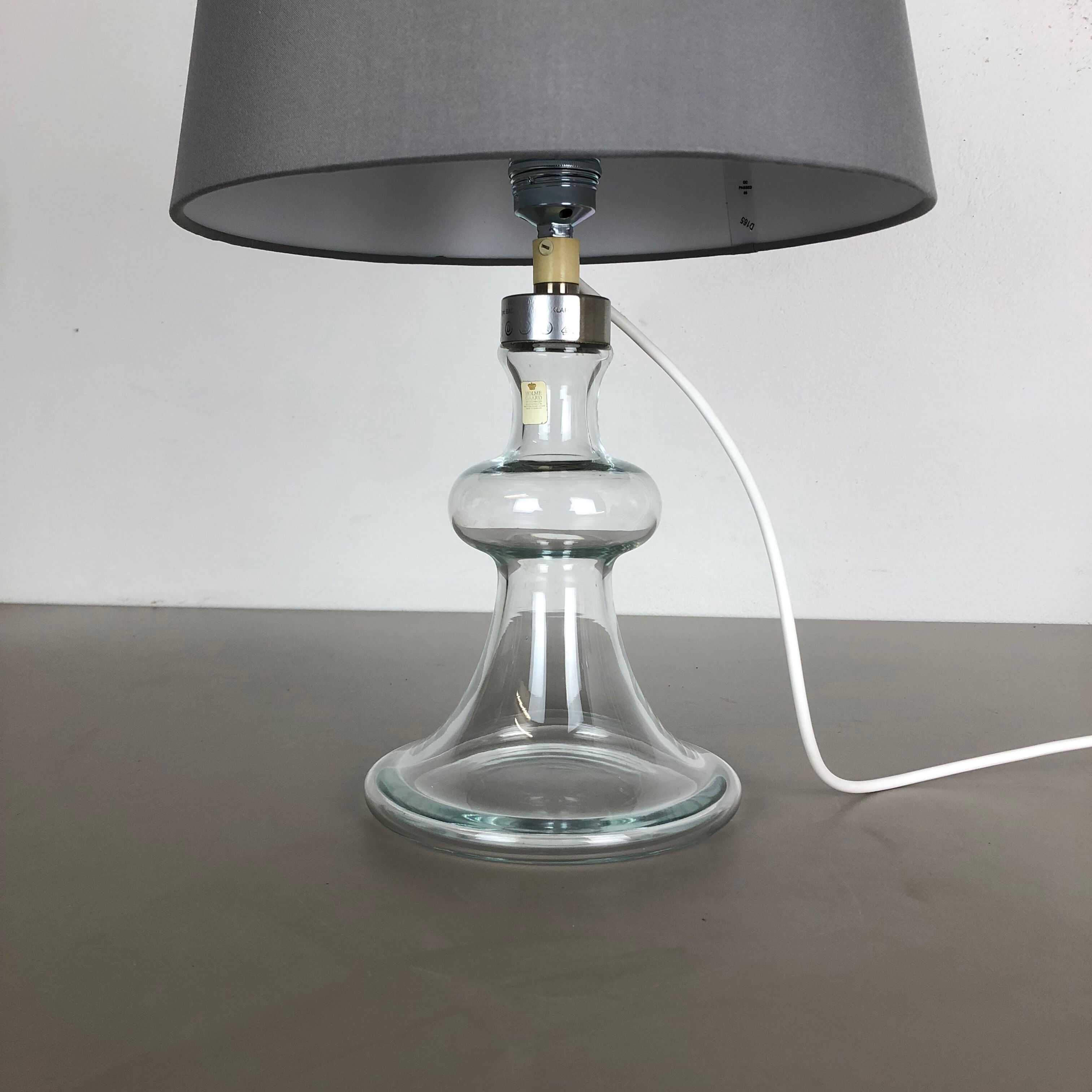 danish modern clear glass Table Light base by HOLMEGAARD, Denmark 1970s