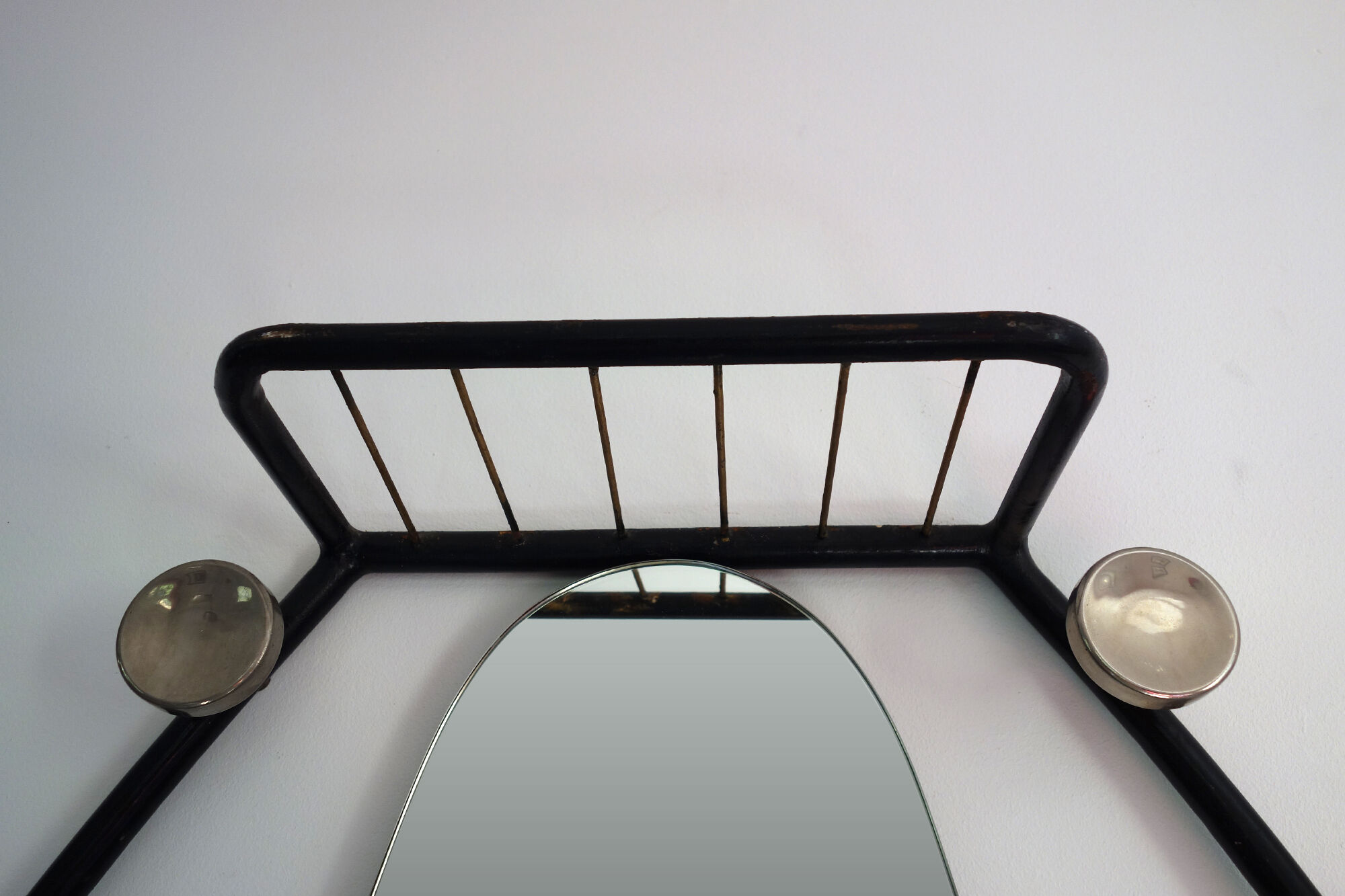 Vintage iron coat rack with mirror
