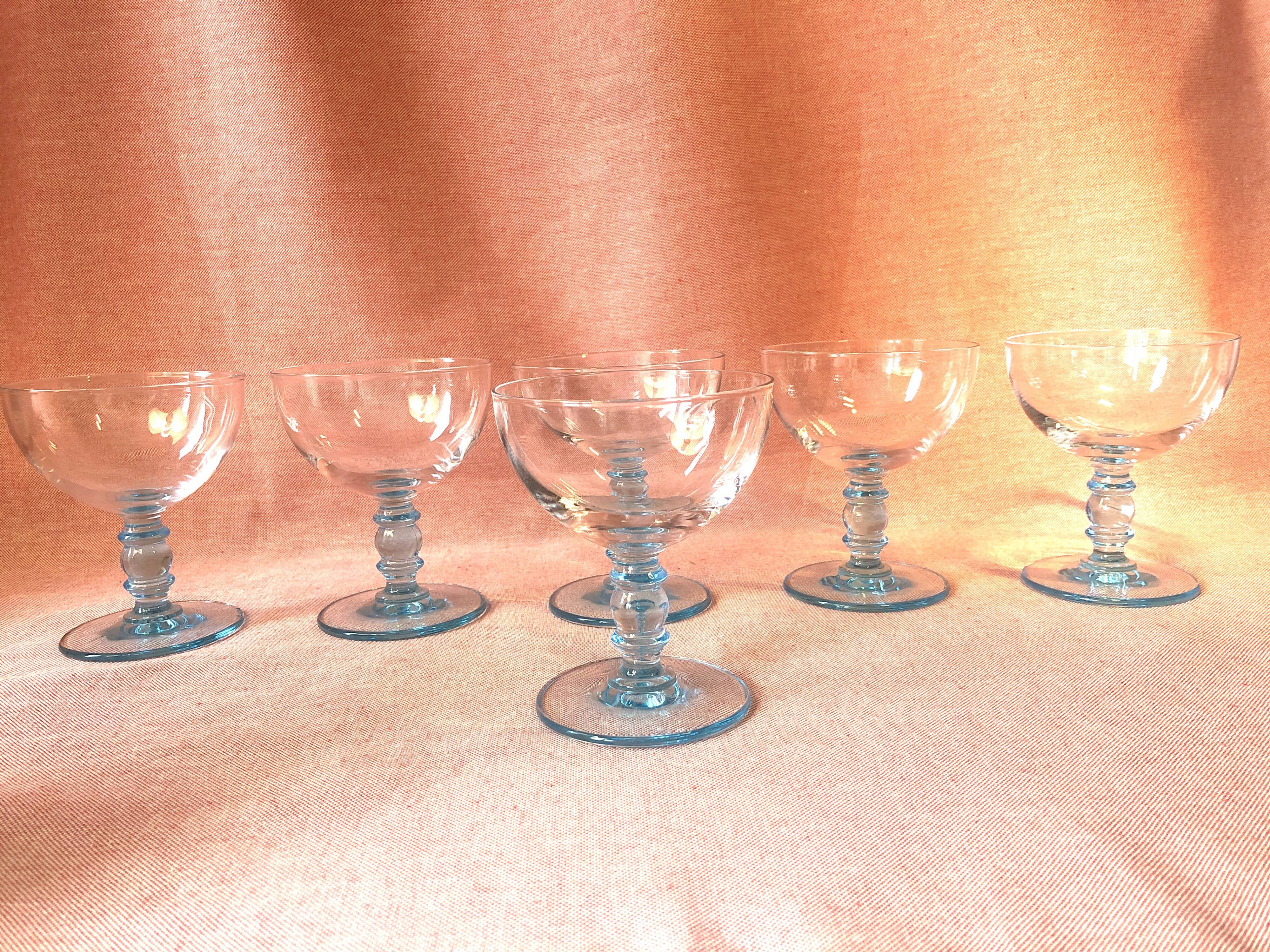 Vintage blue champagne glasses