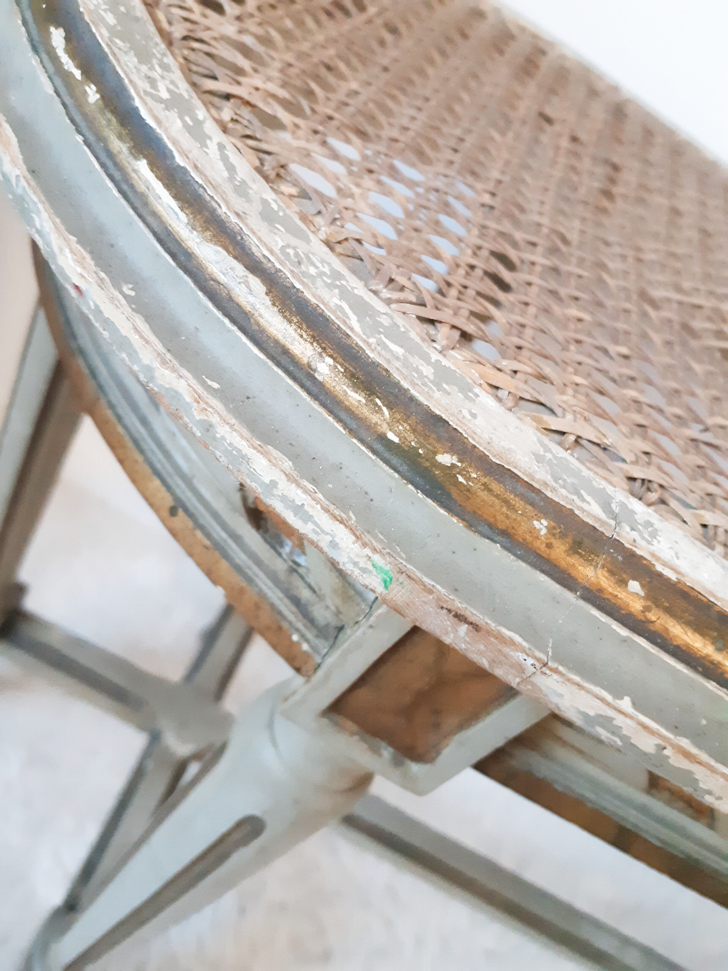Louis XVI style piano bench green-gray and gold
