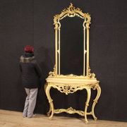 Superbe console italienne avec miroir dans le style Louis XV.