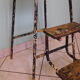 Workshop stepladder, retractable steps, antique, metal and wood, patina look