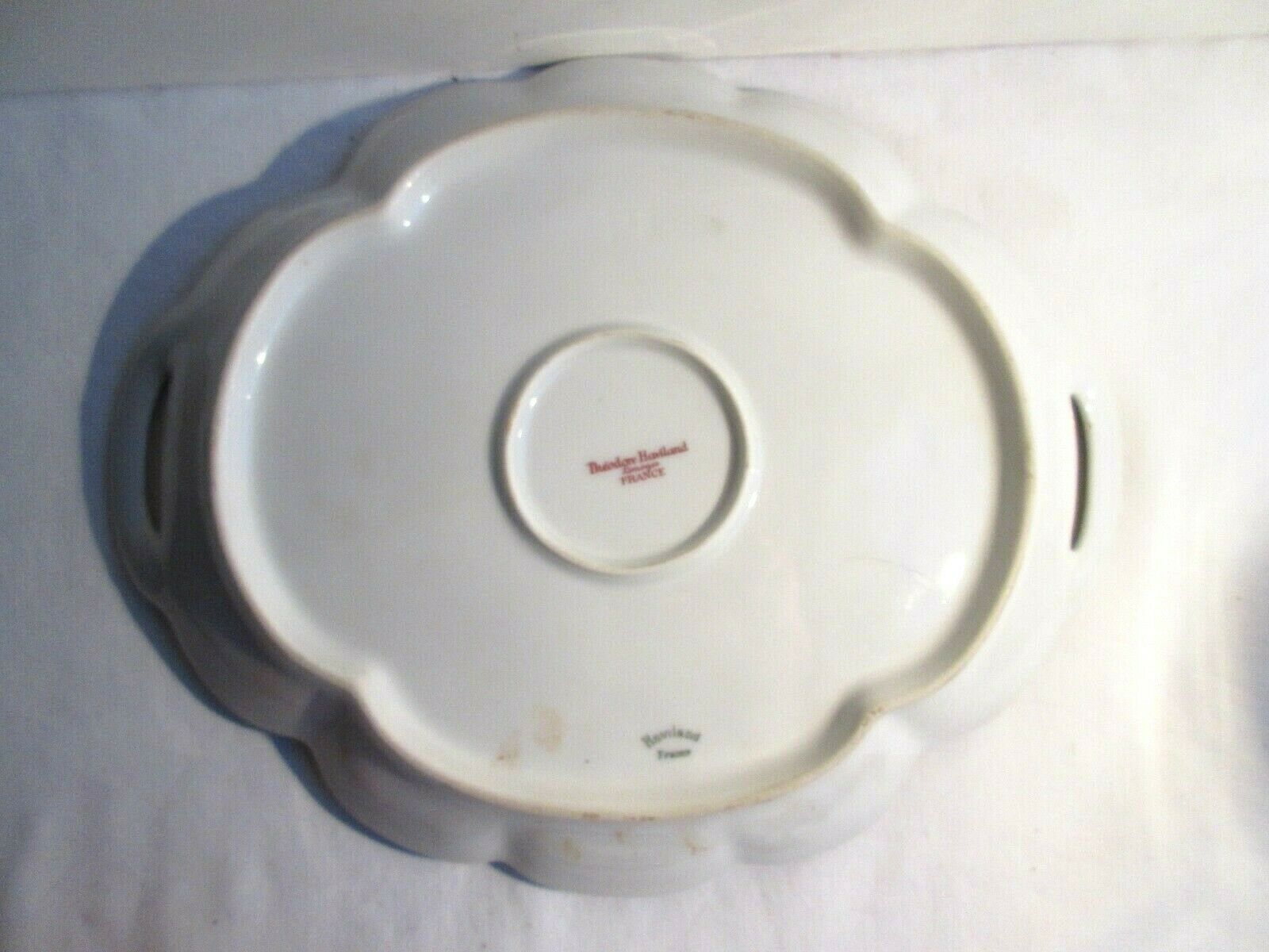 Fine porcelain cake serving 12 plates - 1 dish, signed Th. Haviland Limoges