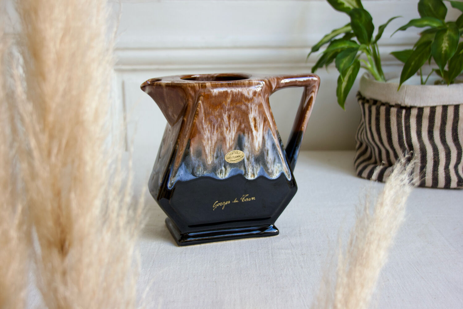 Flamed ceramic carafe jug