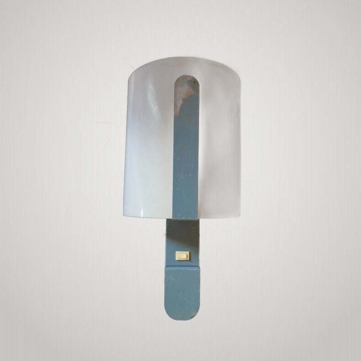Arlus paire d'appliques métal perspex blanc vintage wall light 1960