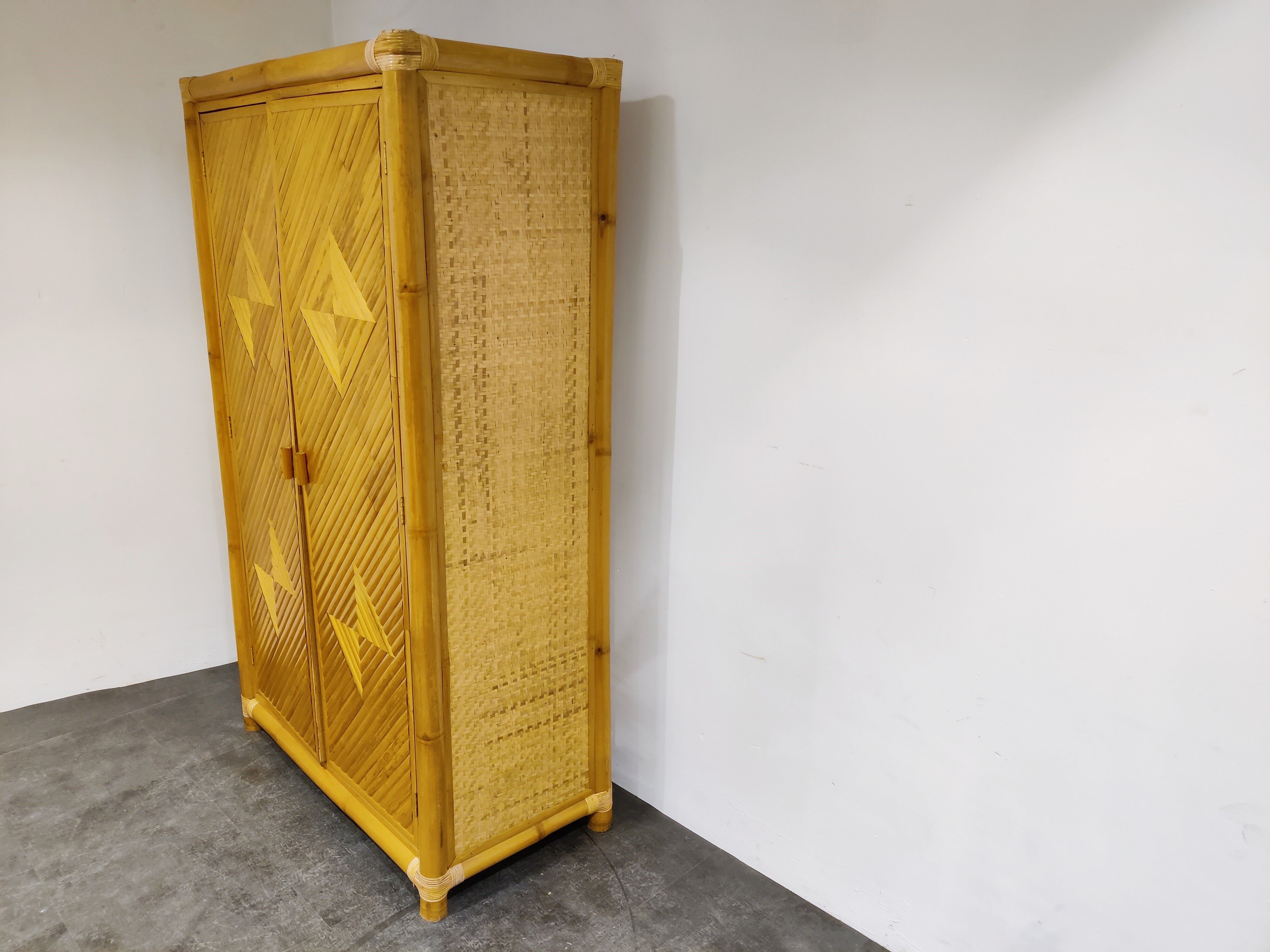 Rattan and bamboo wardrobe, 1960s