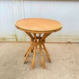 Round rattan table dia 65cm vintage 60s