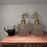 Paire d’appliques murales globes verre seventies