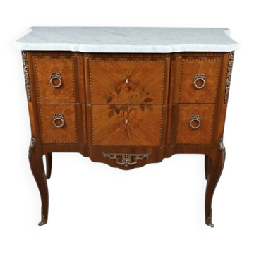 Jumping Commode in Marquetry, Transition style Louis XV Louis XVI – Mid 20th Century