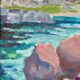 Original Swedish oil painting on panel "Coastal Scene" by D. Samuelsson