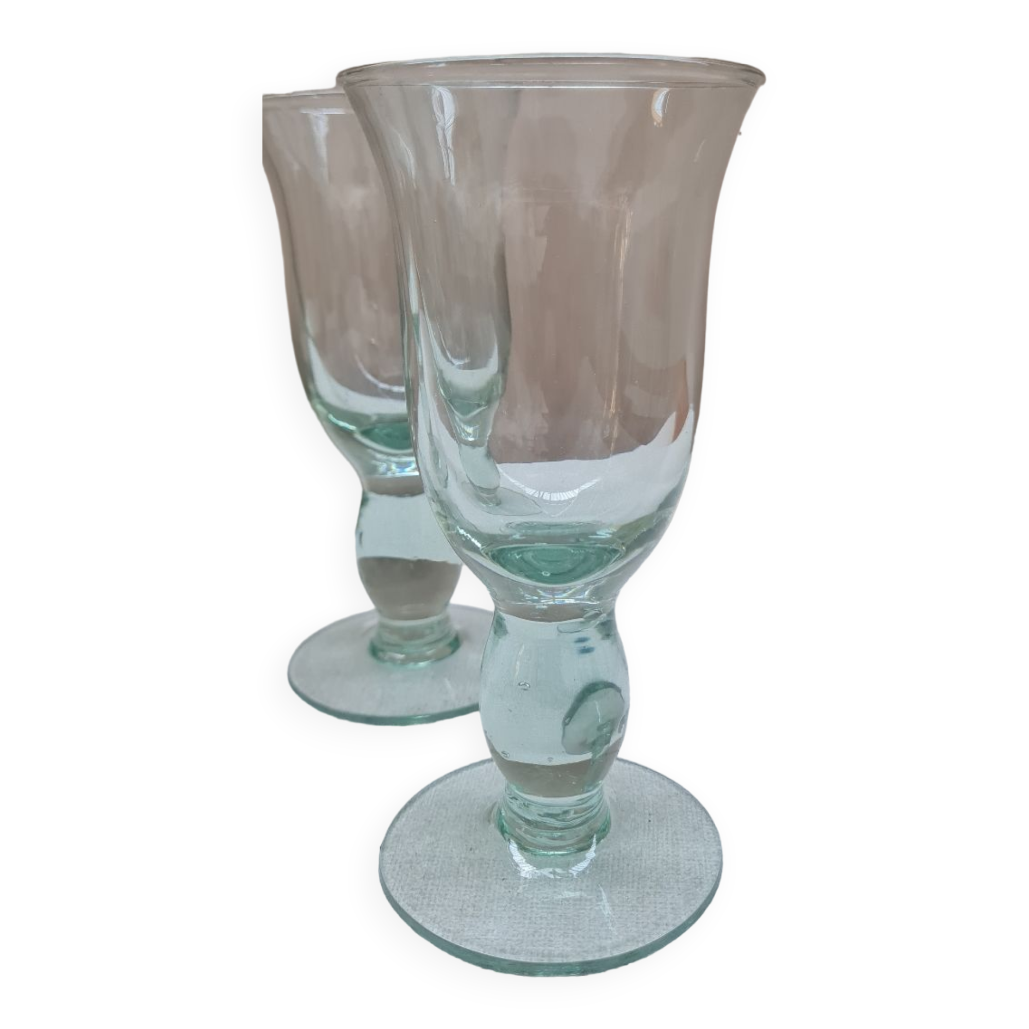 Service of 5 blown glass stemmed glasses