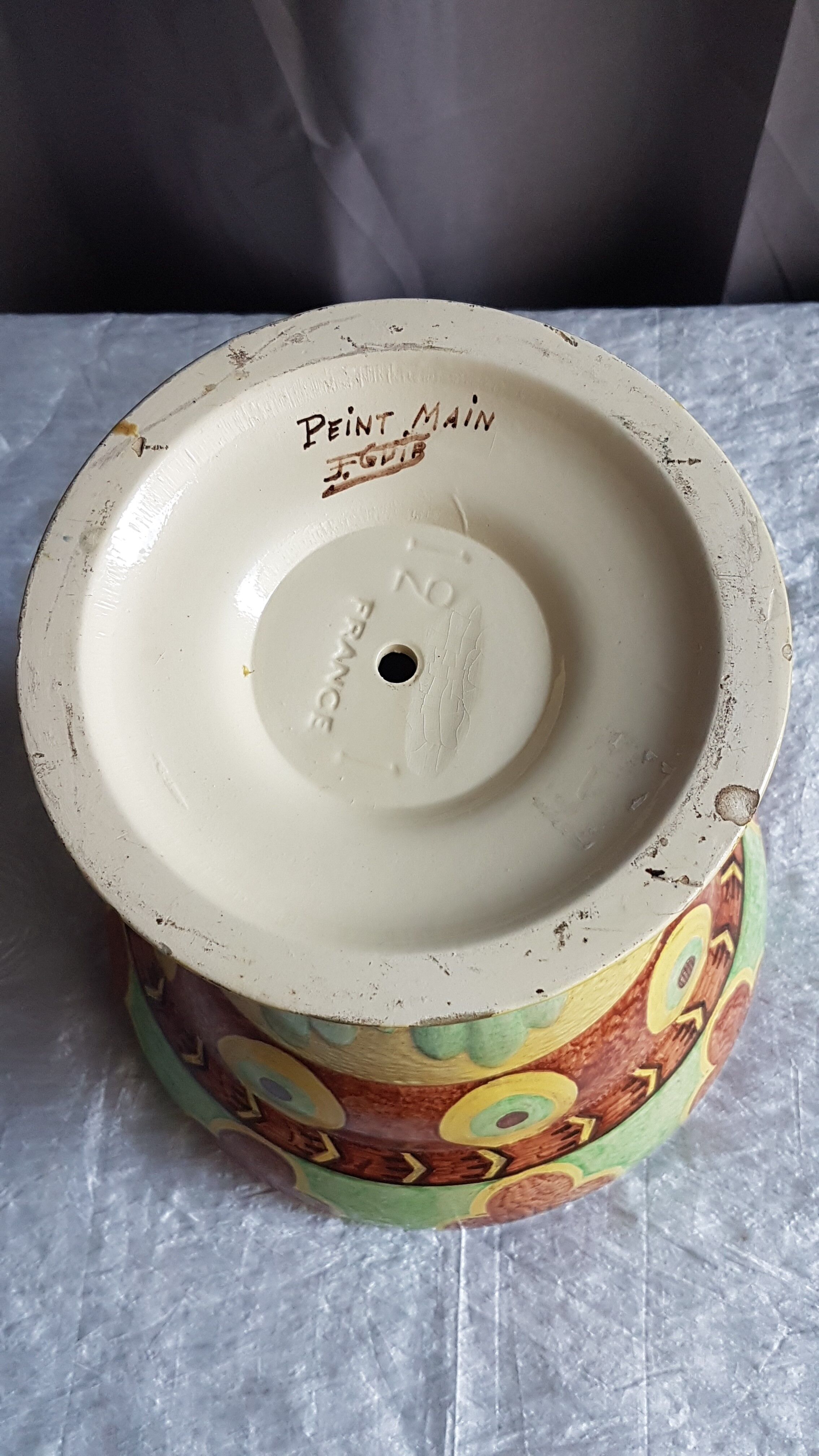 Art-deco vasque lamp in faience