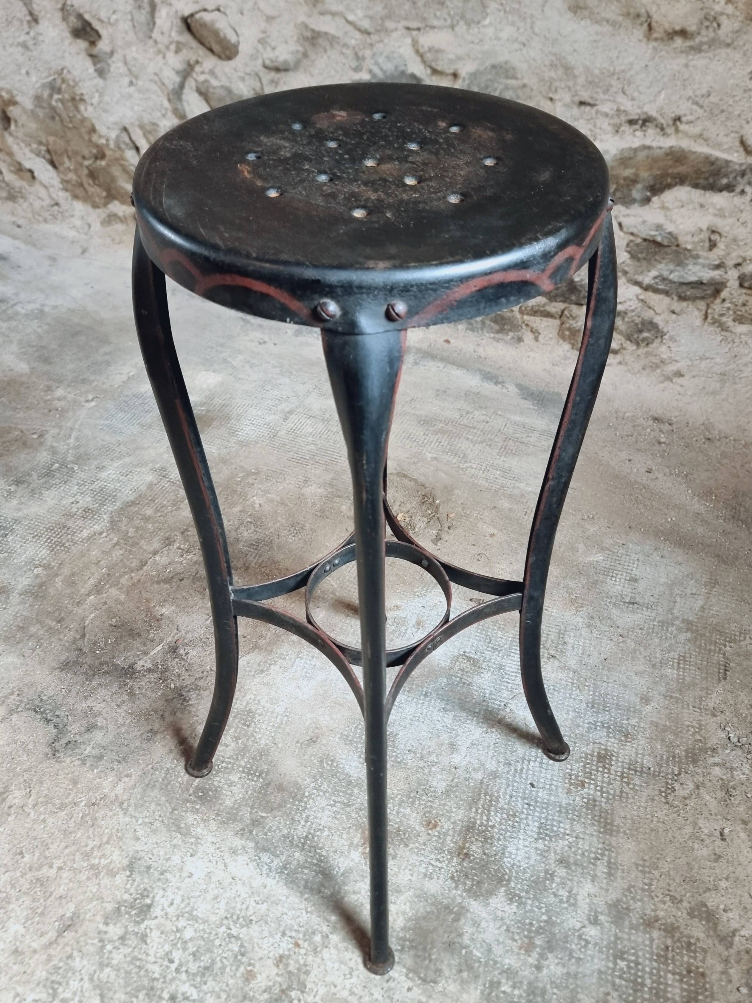Antique Industrial Stool – Toledo Art Steel Co., 1930s, Bar Stool
