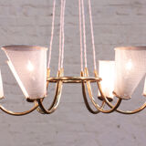 Chandelier 6 fires in perforated metal 50s