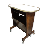 Pink formica magazine table 1950s