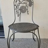 Table set + 4 artisanal chairs – unique piece in metal