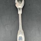 Duo of egg cup and its small white metal spoon (silverware) Ercuis