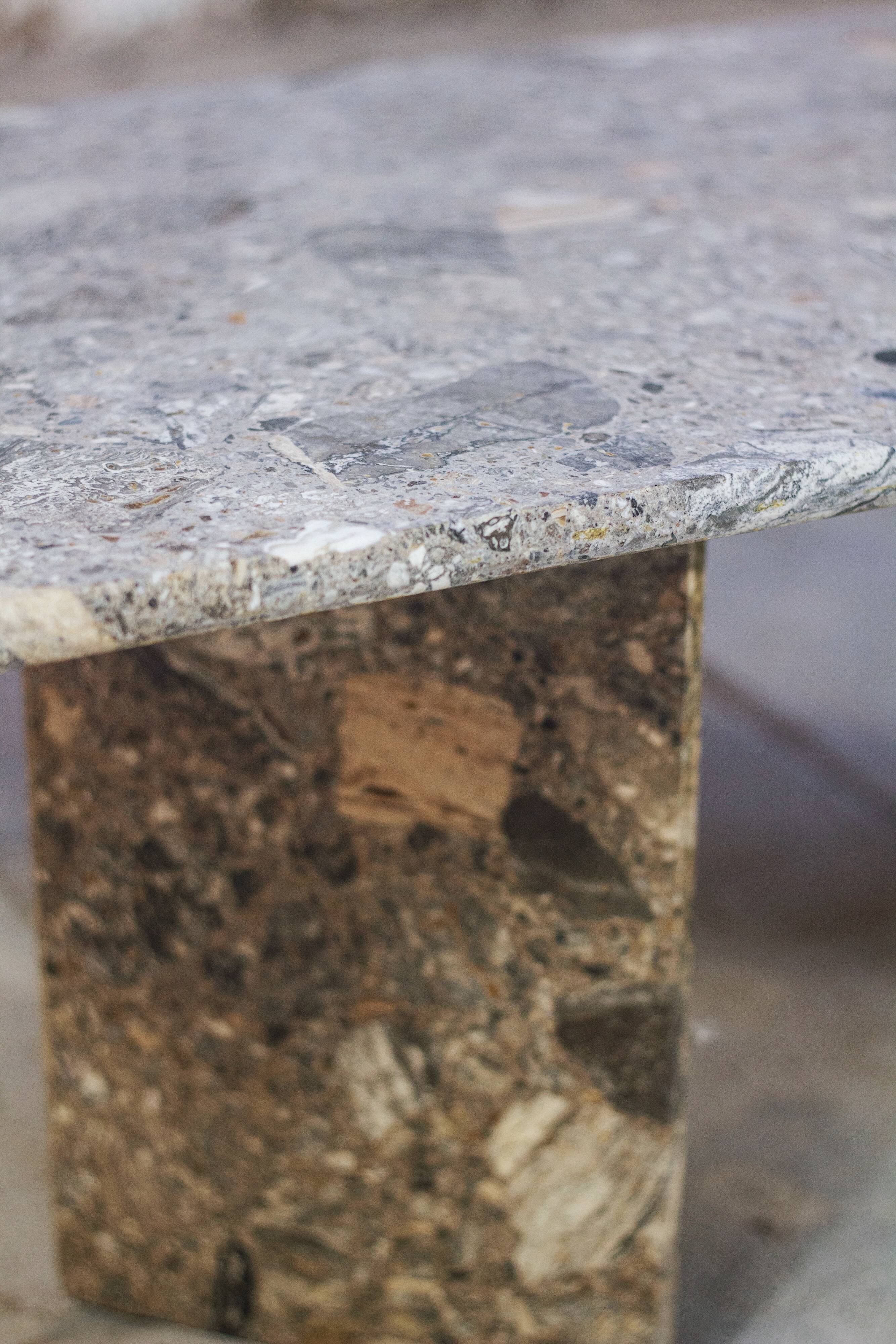 Travertine terrazzo coffee table, 1970