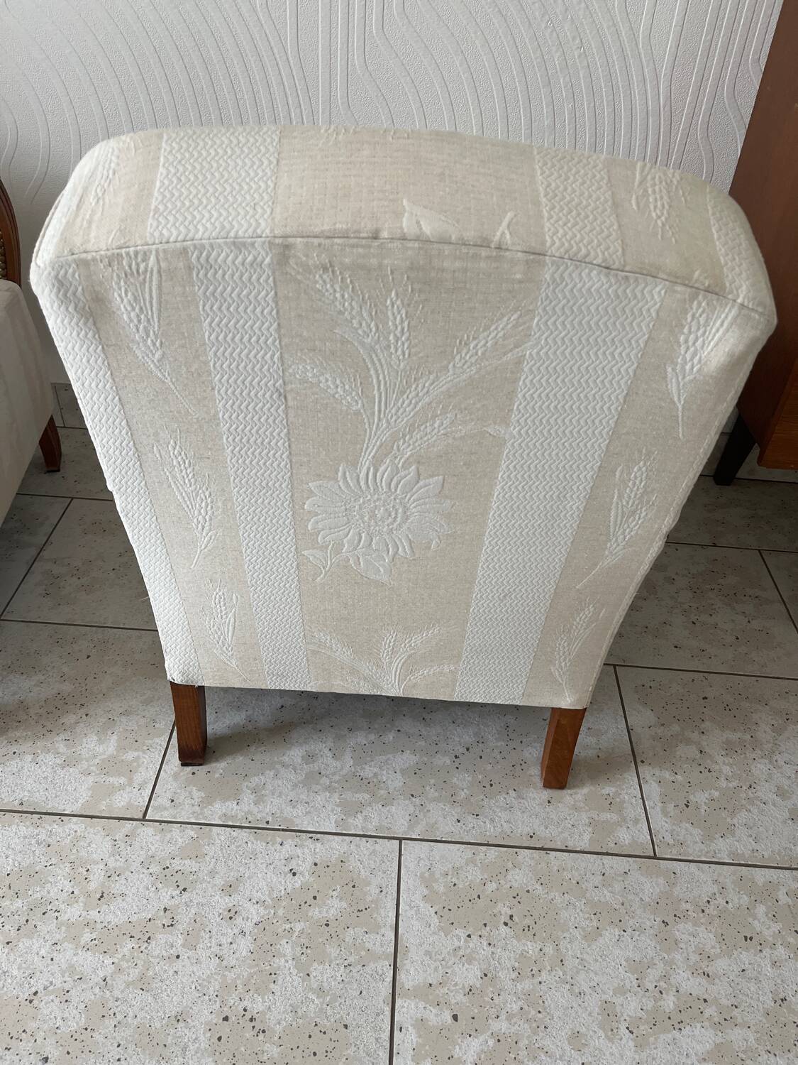 Pair of art deco armchairs in wood and floral fabric