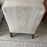 Pair of art deco armchairs in wood and floral fabric