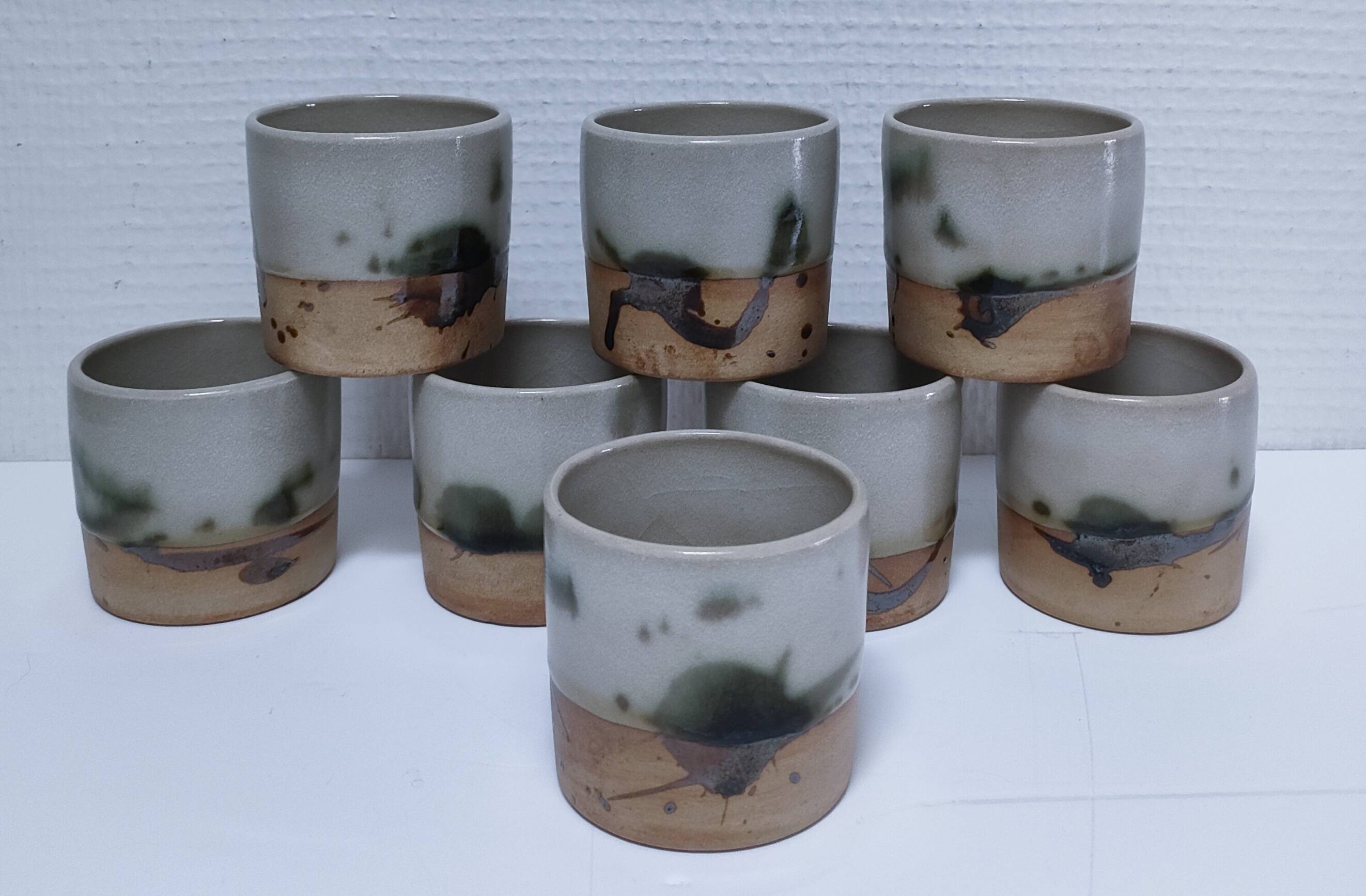 Eight ceramic glasses pottery la colombe Vallauris