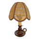 Lampe vintage en bois et cannage des années 60-70