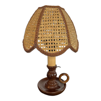 Vintage wooden lamp and canning from the 60s-70s