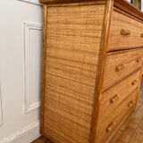 Vintage rattan chest of drawers