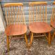 Set of 4 vintage beech chairs with teak seat
