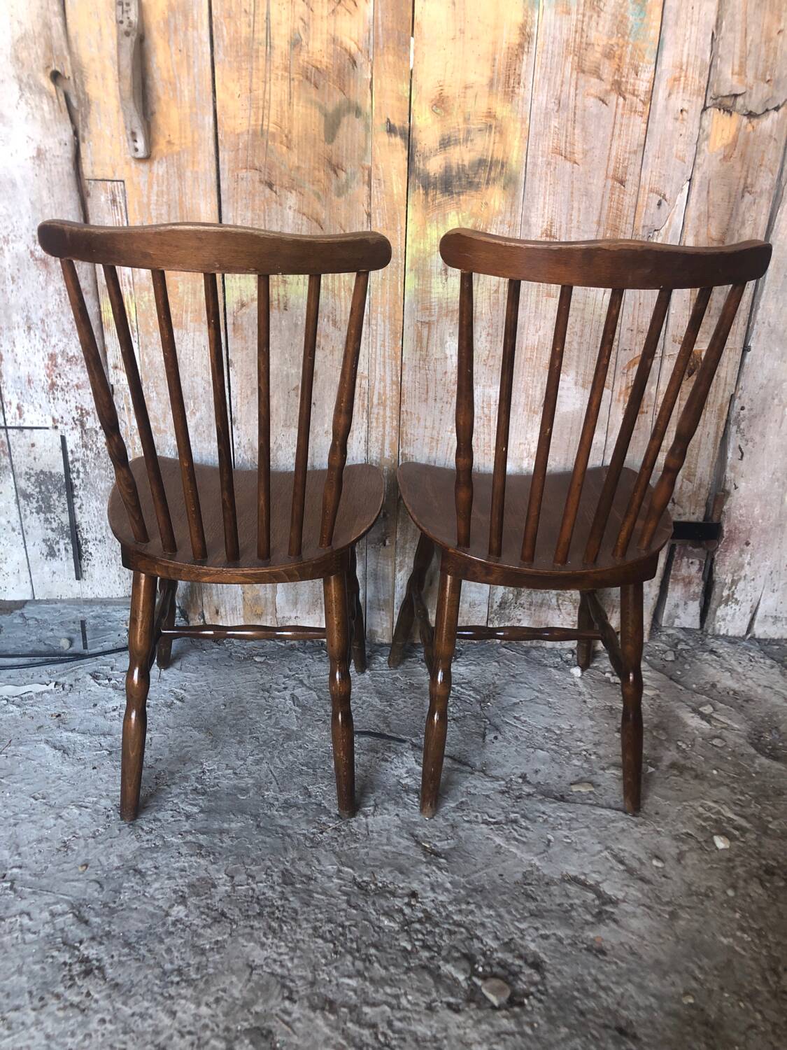 Pair of vintage Baumann western style wooden chairs #a326