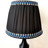 Art deco wooden lamp 1930 and couture lampshade