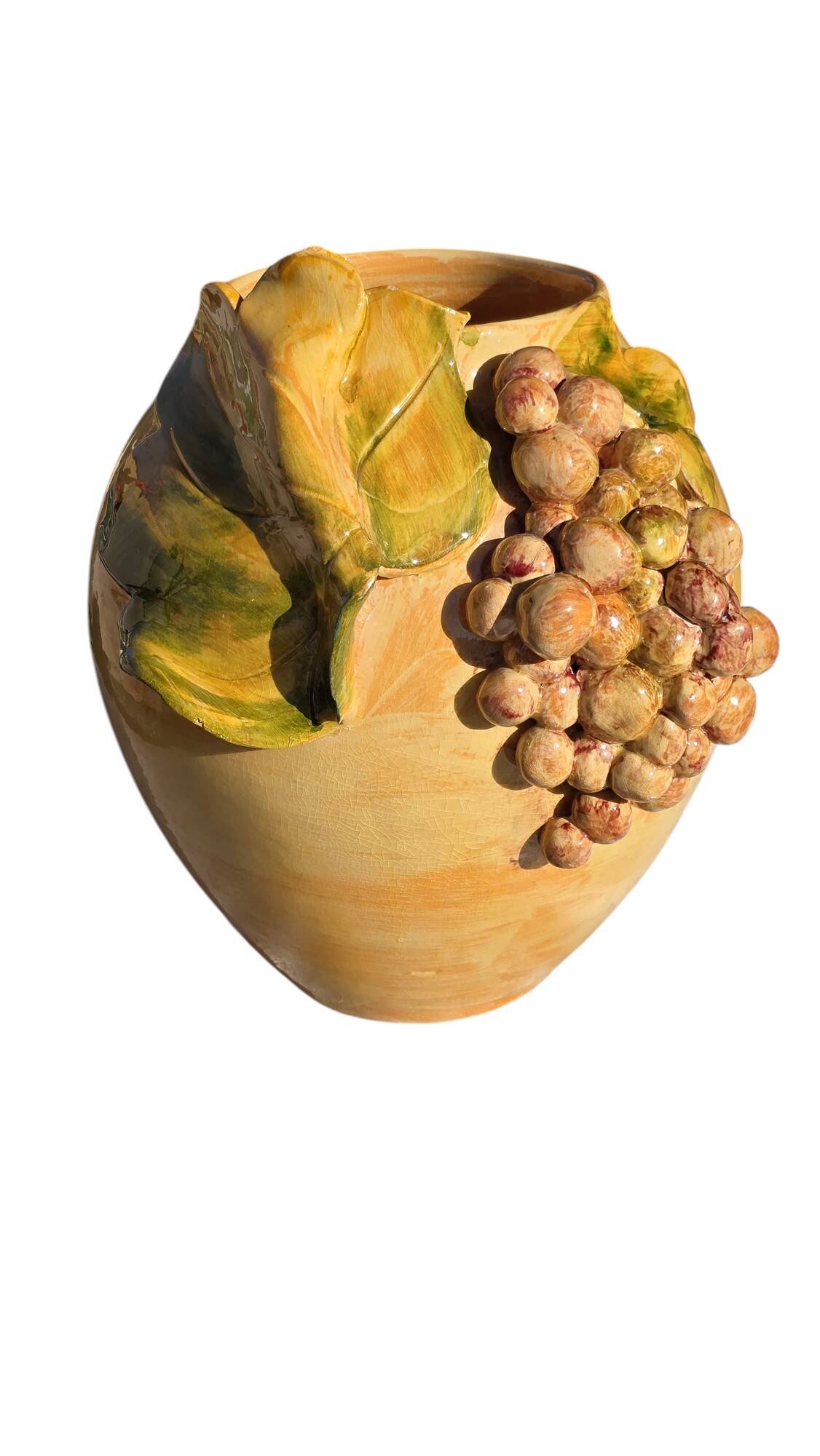 Provencal ceramic vase hand-painted in majolica