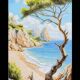 Oil painting of a beach signed. Sea in oil signed. Painting of a beach.
