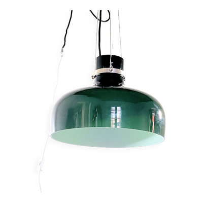 Suspension en verre de Murano vert et blanc, Italie 1970