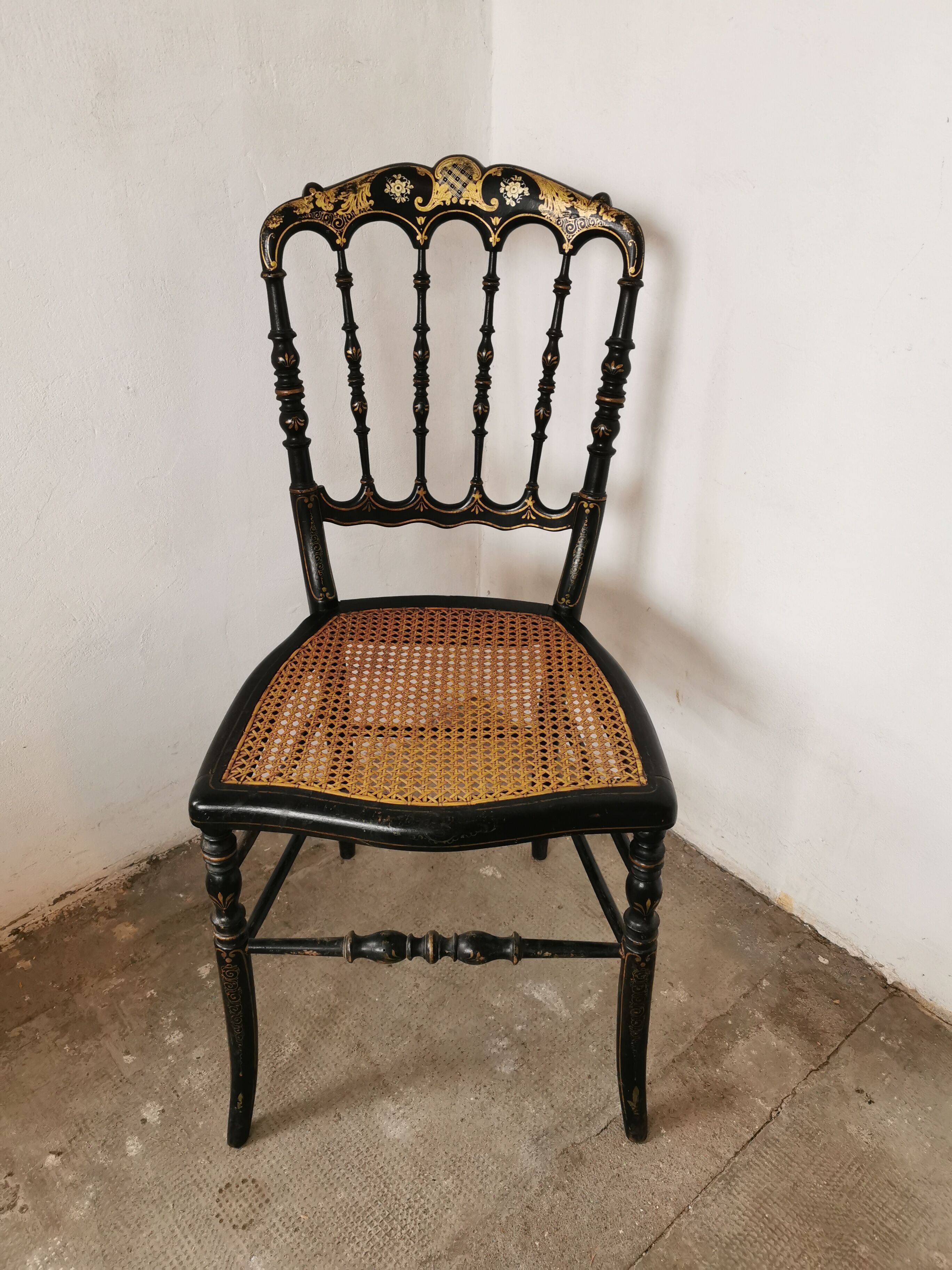 Black chair Napoleon III year, with gilding